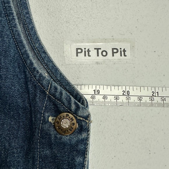 Womens Vintage Y2K Cottagecore Denim Jumper Dress Size M Embroidered Floral - Picture 8 of 10